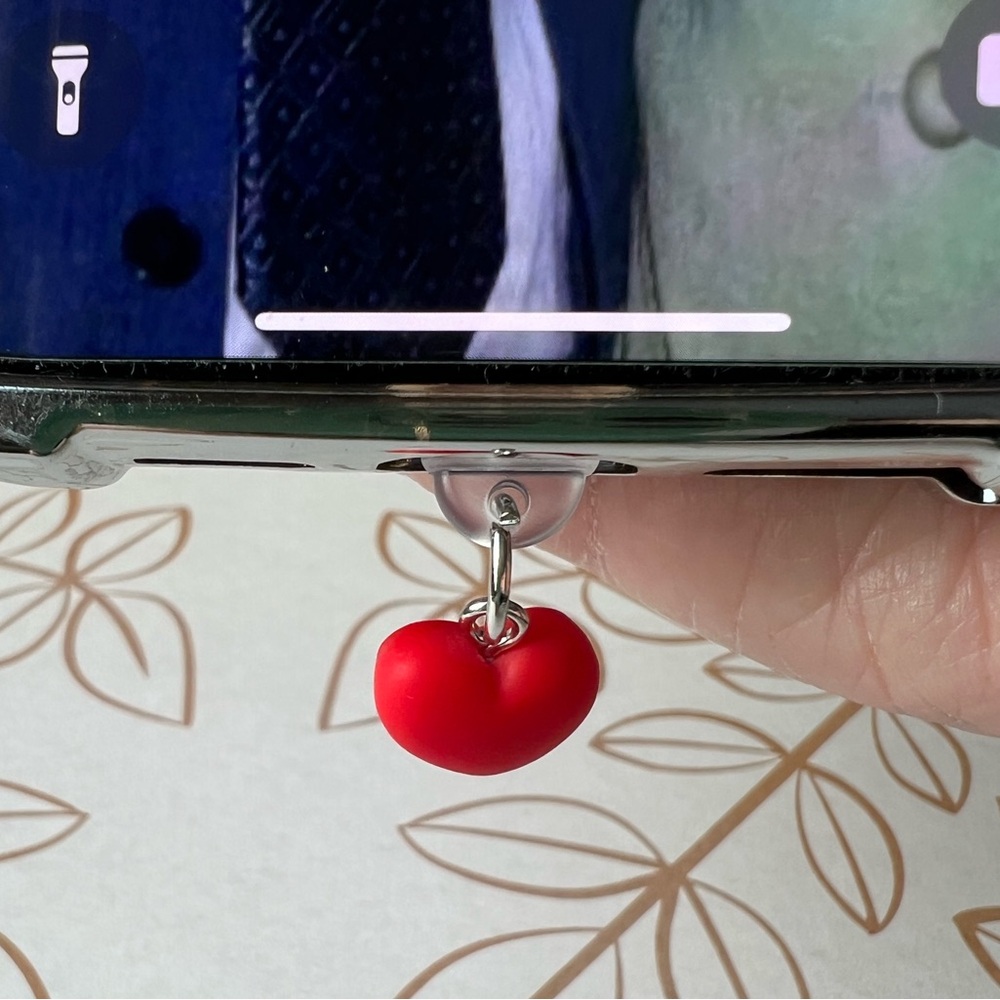 Red Heart Phone Dust Plug / Phone Charm -  C Port